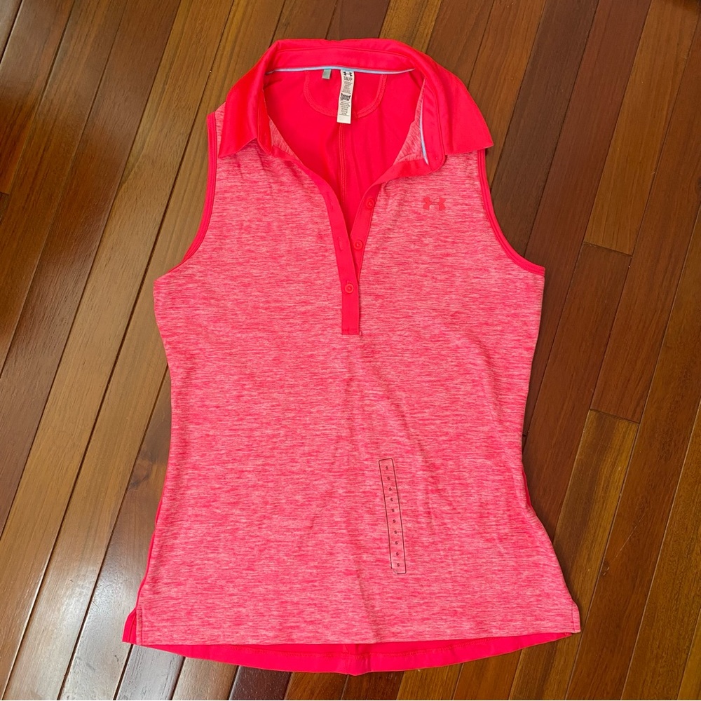 Under Armour Dry Fit Sleeveless Polo Pink Size S